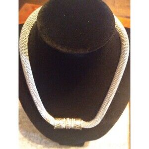 Mesh Chain Necklace Silver Tone‎ Statement Collar Choker Fashion Jewelry